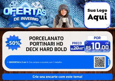 Modelo de Cartaz para Cartaz A4 Horizontal com o tema Ofertas de Inverno para Pisos e revestimentos