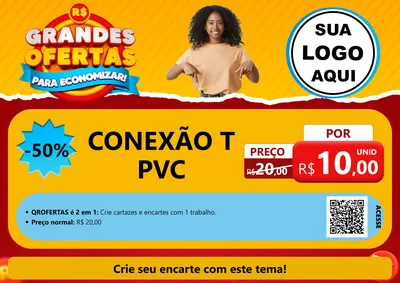 Modelo de Cartaz para Cartaz A4 Horizontal com o tema Grandes Ofertas Para Economizar! para Tubos e conexões