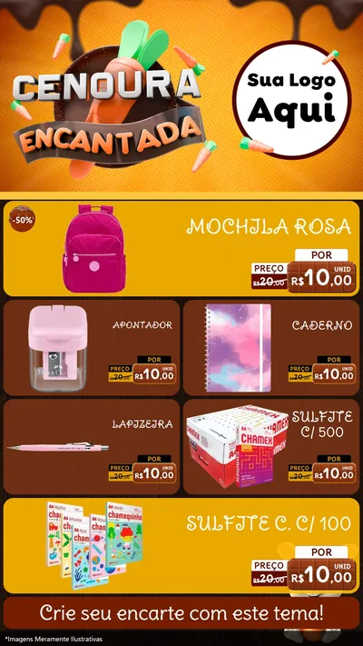 Modelo de TV para TV Vertical com o tema Cenoura Encantada - Páscoa para Papelaria