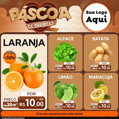 Modelo de Rede Social para Feed Facebook com o tema Páscoa de Ofertas para Hortifrúti