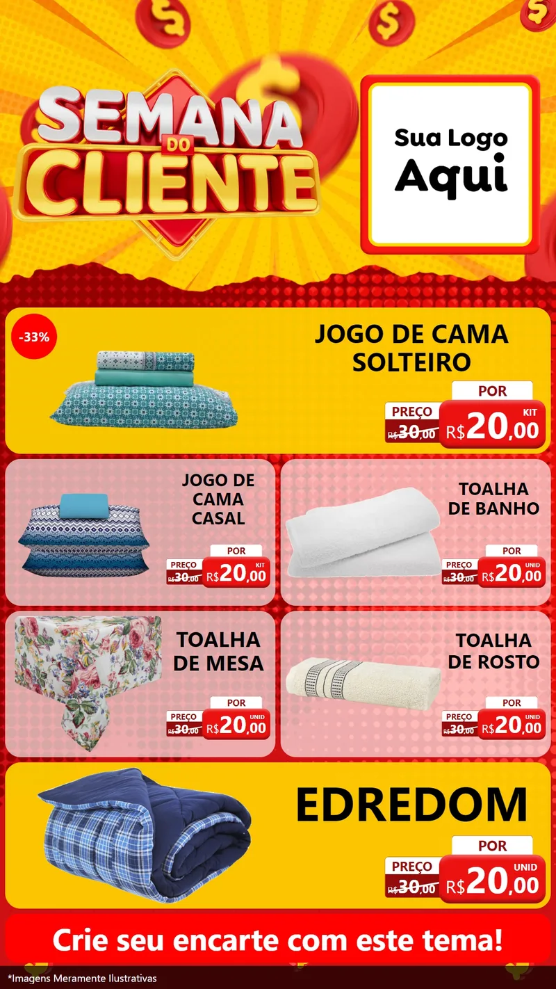 Modelo de TV para TV Vertical com o tema Semana do Cliente para Cama, Mesa e Banho