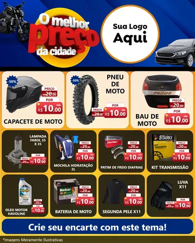 Modelo de Rede Social para Feed Instagram com o tema O Melhor Preço da Cidade - Auto e Motopeças para Moto peças
