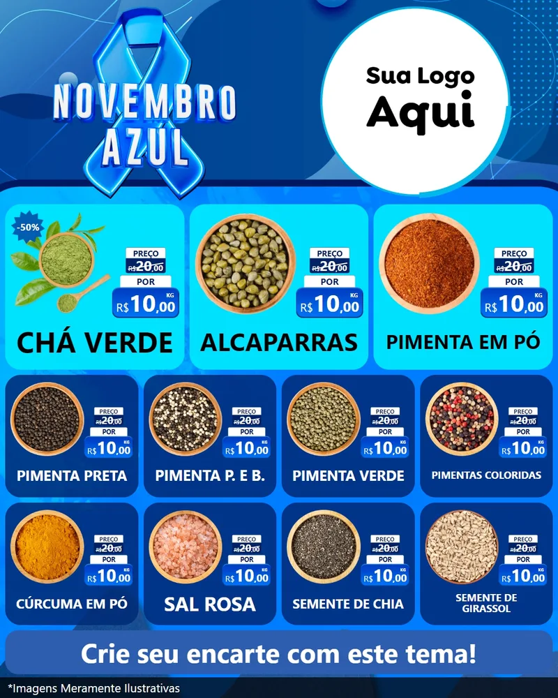 Modelo de Rede Social para Feed Instagram com o tema Novembro Azul para Produtos Naturais