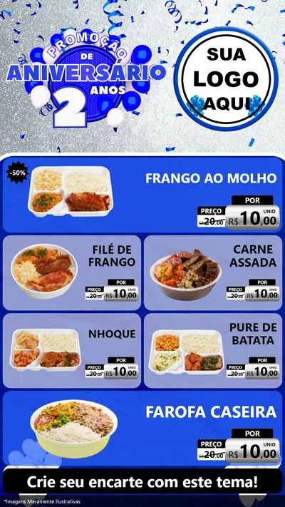 Modelo de TV para TV Vertical com o tema Promoção de Aniversário - 2 Anos para Restaurante