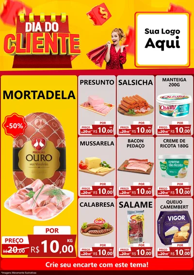 Modelo de Encarte para Encarte A4 Vertical com o tema Dia do Cliente para Frios e Laticínios