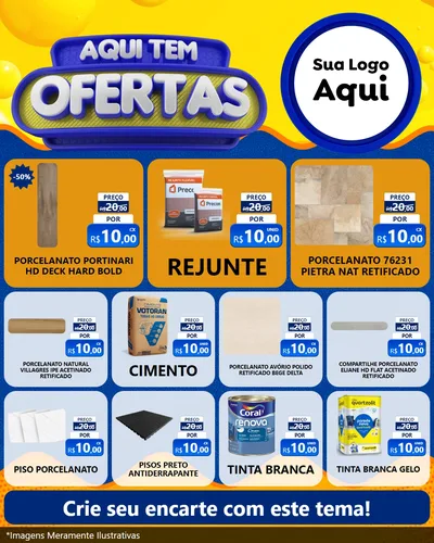 Modelo de Rede Social para Feed Instagram com o tema Aqui Tem Ofertas para Pisos e revestimentos