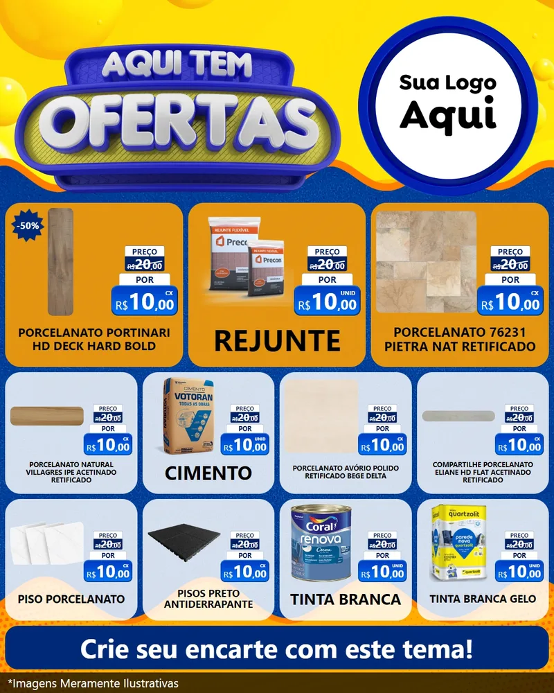 Modelo de Rede Social para Feed Instagram com o tema Aqui Tem Ofertas para Pisos e revestimentos
