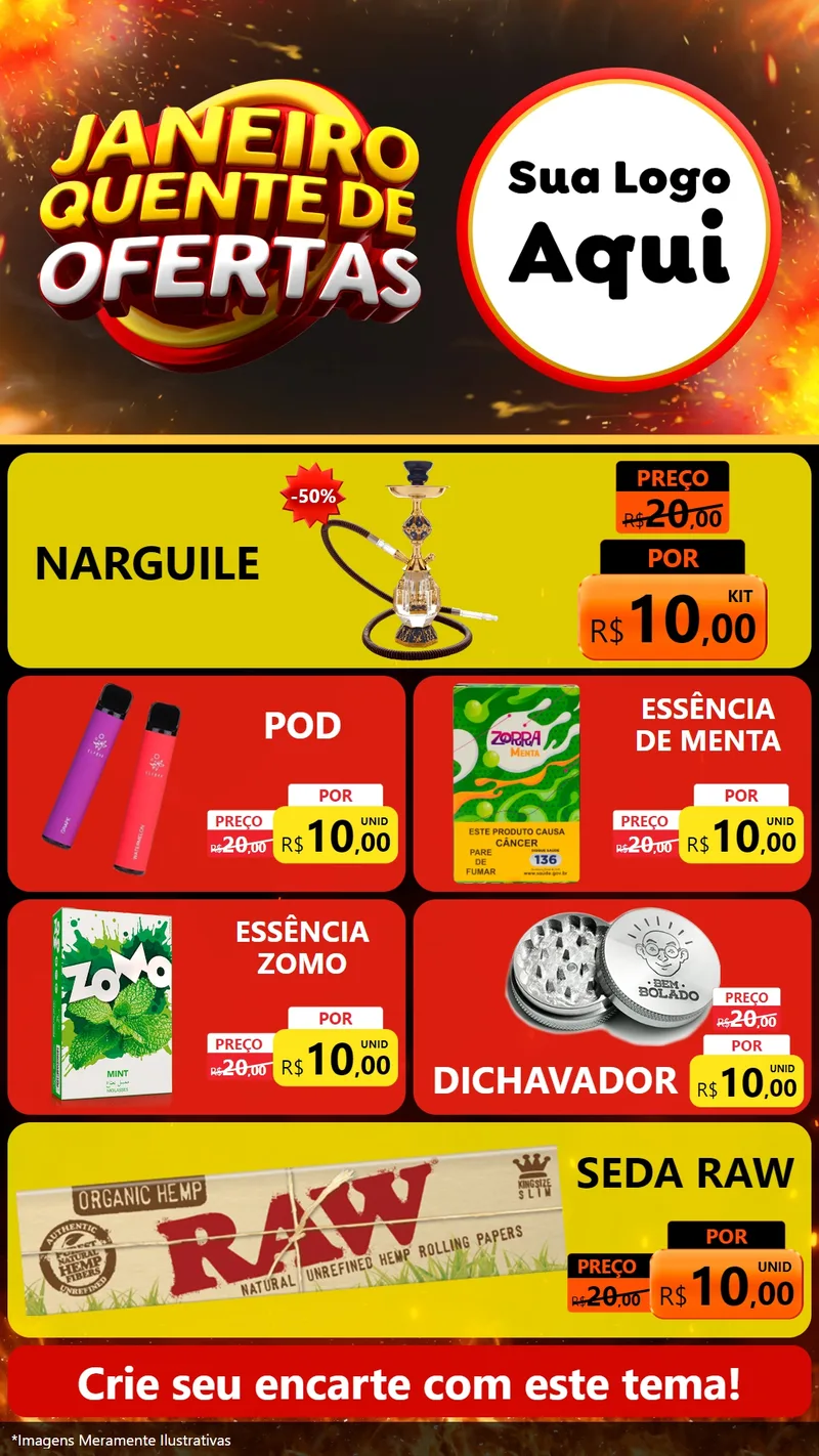 Modelo de TV para TV Vertical com o tema Janeiro Quente de Ofertas para Tabacaria