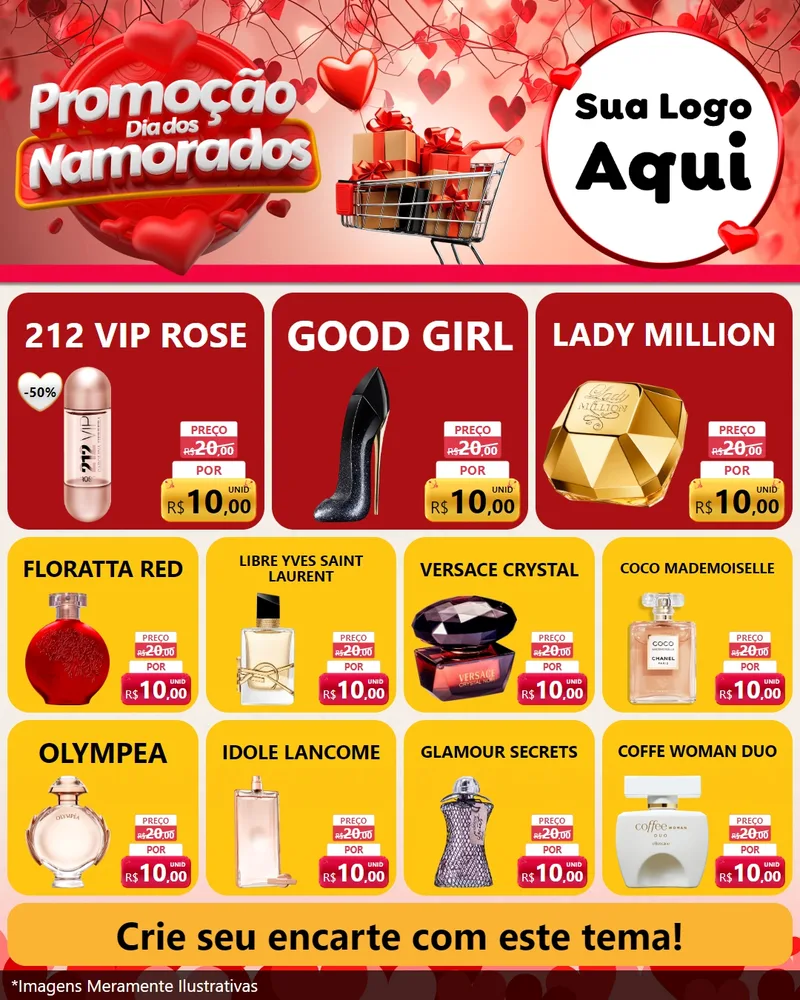 Modelo de Rede Social para Feed Instagram com o tema Promoção Dia dos Namorados para Perfumes