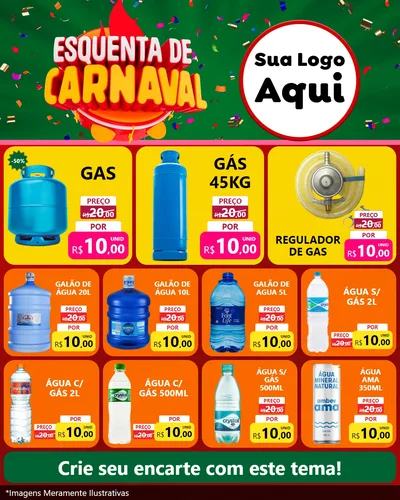 Modelo de Rede Social para Feed Instagram com o tema Esquenta de Carnaval para Água e gás
