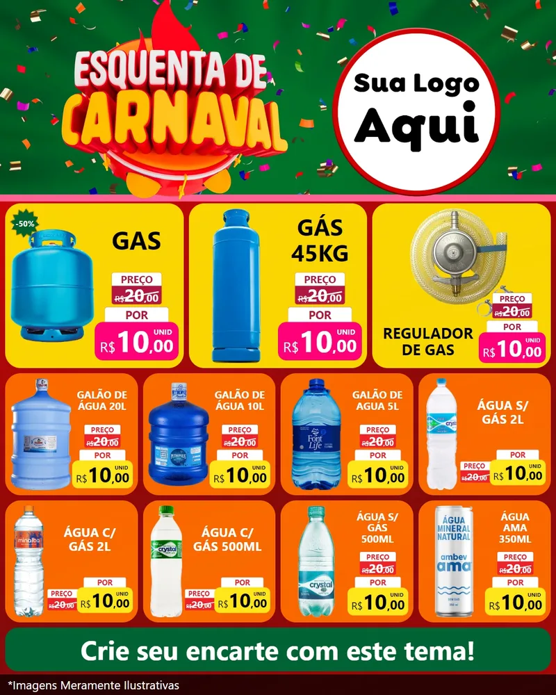 Modelo de Rede Social para Feed Instagram com o tema Esquenta de Carnaval para Água e gás