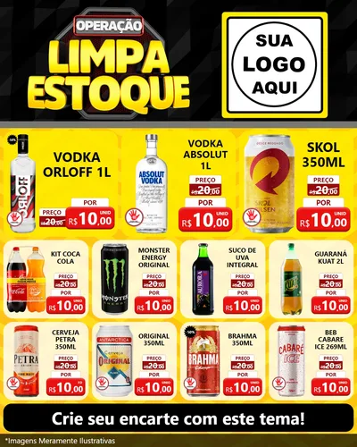 Modelo de Rede Social para Feed Instagram com o tema Operação Limpa Estoque para Distribuidora de bebidas