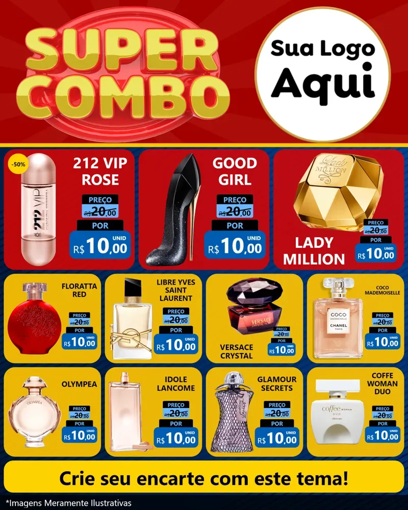 Modelo de Rede Social para Feed Instagram com o tema Super Combo para Perfumes