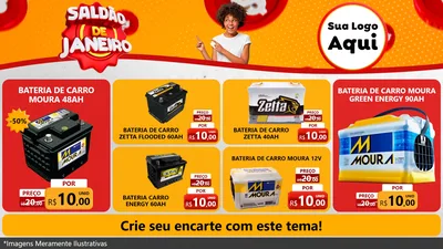 Modelo de TV para TV Horizontal com o tema Saldão de Janeiro para Baterias Elétricas
