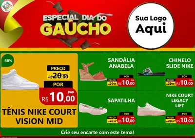 Modelo de Encarte para Encarte A4 Horizontal com o tema Especial Dia do Gaúcho para Calçados