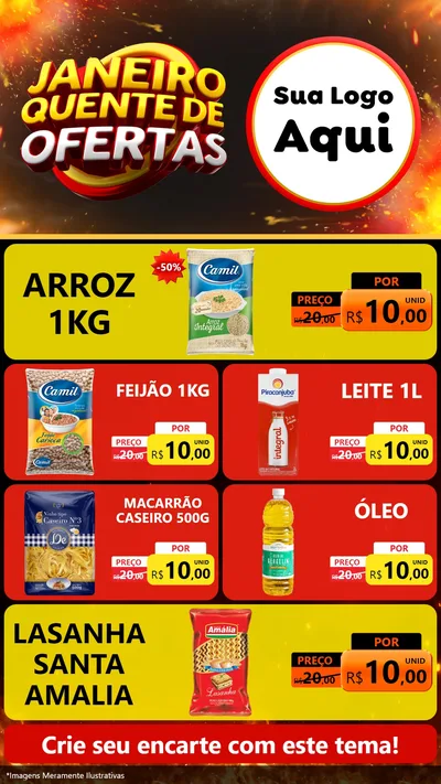 Modelo de TV para TV Vertical com o tema Janeiro Quente de Ofertas para Supermercado