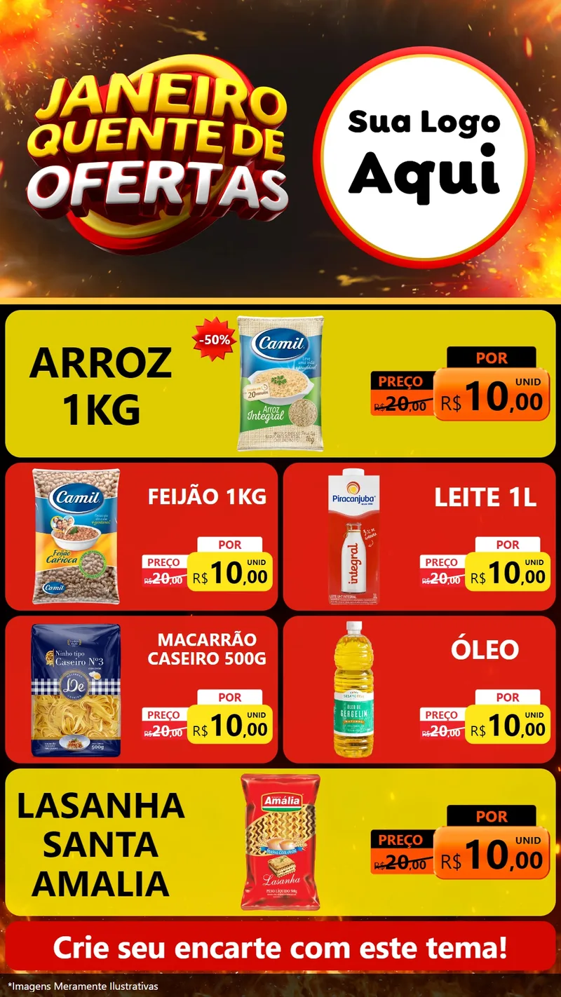 Modelo de TV para TV Vertical com o tema Janeiro Quente de Ofertas para Supermercado