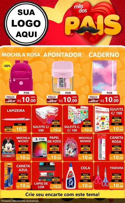 Modelo de Encarte para Encarte Grande com o tema Mês Dos Pais para Papelaria