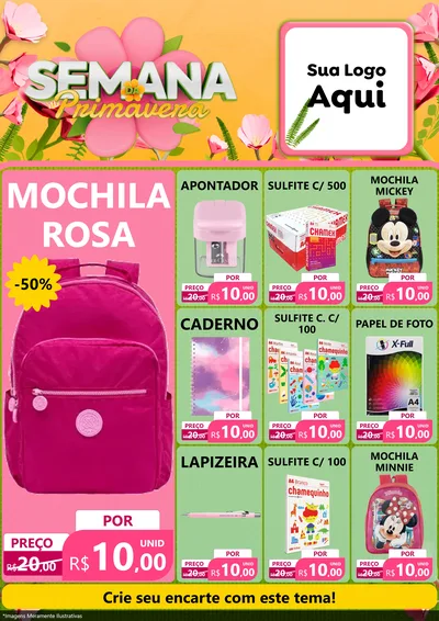 Modelo de Encarte para Encarte A4 Vertical com o tema Semana da Primavera para Papelaria