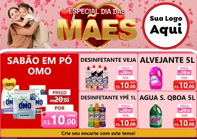 Modelo de Encarte para Encarte A4 Horizontal com o tema Especial Dia Das Mães para Produtos de Limpeza