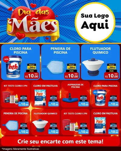 Modelo de Rede Social para Feed Instagram com o tema Dia das Mães para Produtos para Piscina