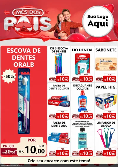 Modelo de Encarte para Encarte A4 Vertical com o tema Mês dos Pais para Higiene Pessoal