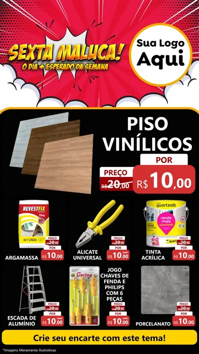 Modelo de Rede Social para Stories com o tema Sexta Maluca! para Material para Construção