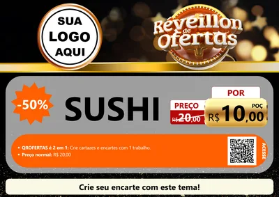 Modelo de Cartaz para Cartaz A4 Horizontal com o tema Réveillon de Ofertas para Comida japonesa