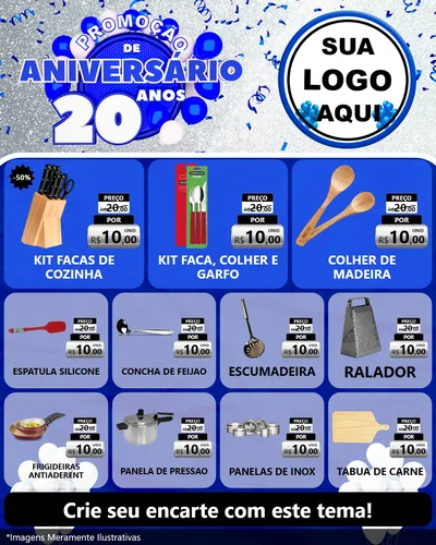 Modelo de Rede Social para Feed Instagram com o tema Promoção de Aniversário - 20 Anos para Utilidades Domésticas