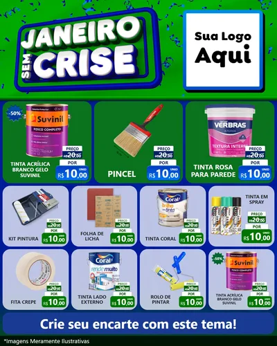 Modelo de Rede Social para Feed Instagram com o tema Janeiro Sem Crise para Tintas e Ferramentas