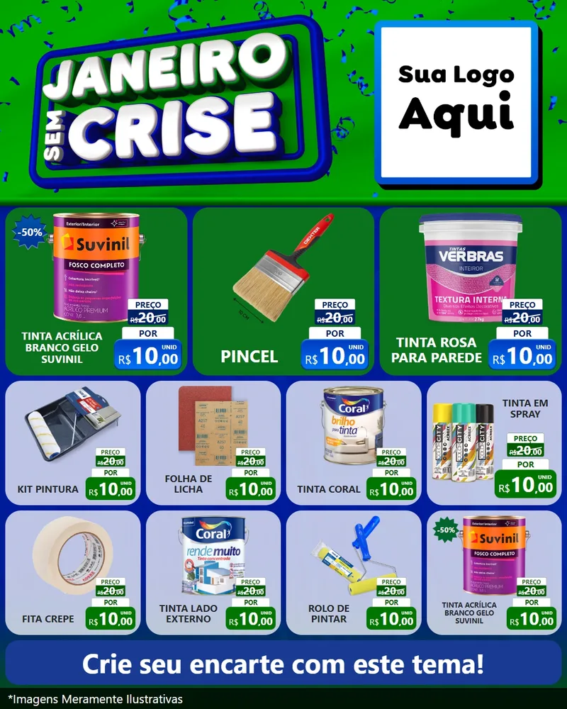 Modelo de Rede Social para Feed Instagram com o tema Janeiro Sem Crise para Tintas e Ferramentas