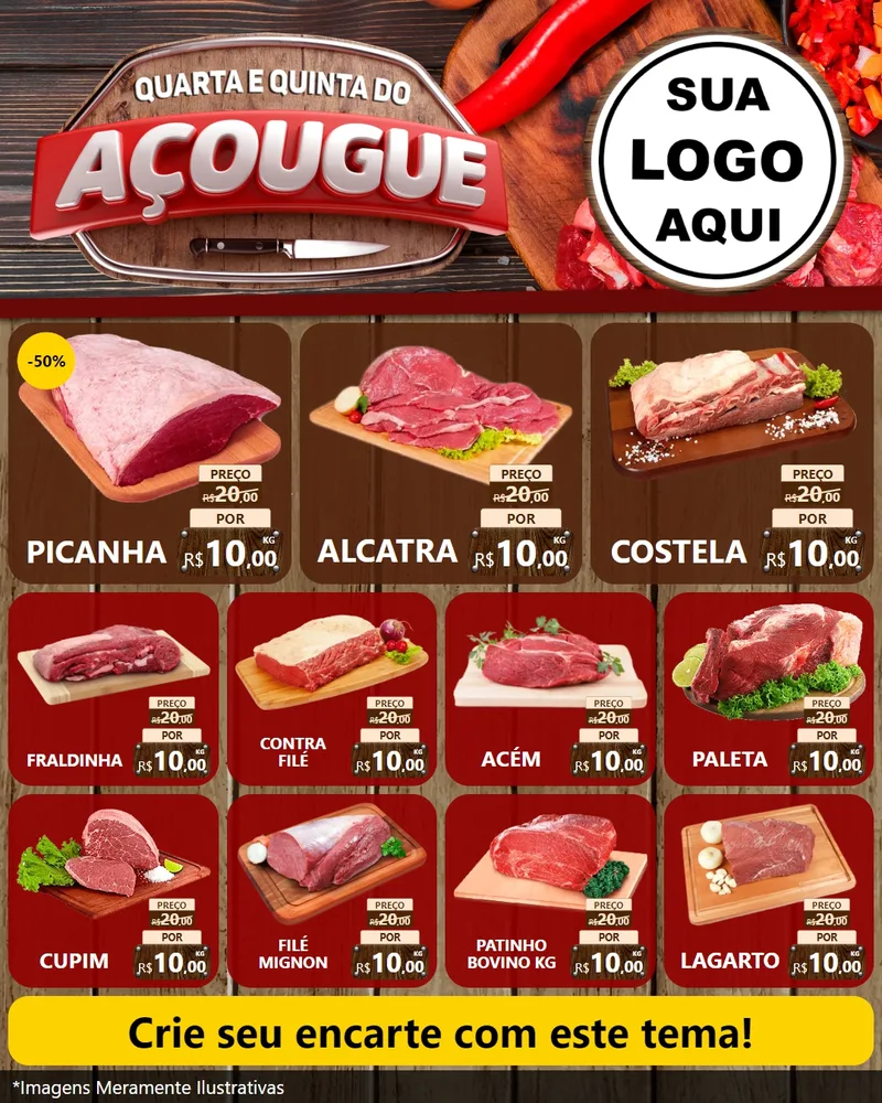 Modelo de Rede Social para Feed Instagram com o tema Quarta e Quinta do Açougue para Açougue