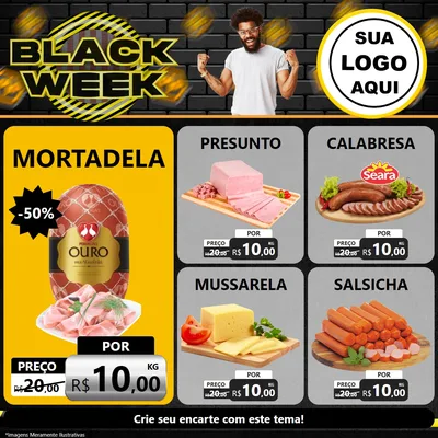 Modelo de Rede Social para Feed Facebook com o tema Black Week para Frios e Laticínios