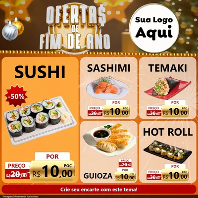 Modelo de Rede Social para Feed Facebook com o tema Ofertas de Fim de Ano para Comida japonesa