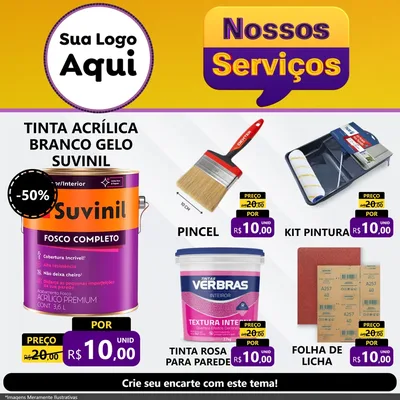 Modelo de Rede Social para Feed Facebook com o tema Nossos Serviços para Tintas e Ferramentas