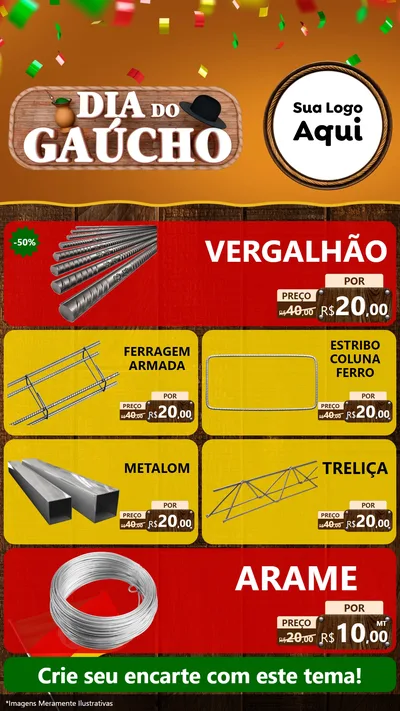 Modelo de TV para TV Vertical com o tema Dia do Gaúcho para Ferragens