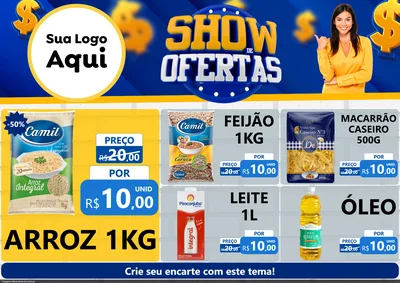 Modelo de Encarte para Encarte A4 Horizontal com o tema Show de Ofertas para Supermercado
