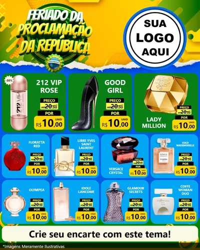 Modelo de Rede Social para Feed Instagram com o tema Feriado da Proclamação da República para Perfumes