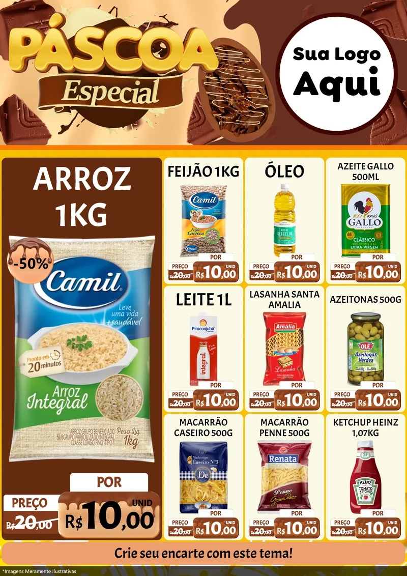 Modelo de Encarte para Encarte A4 Vertical com o tema Páscoa Especial para Supermercado