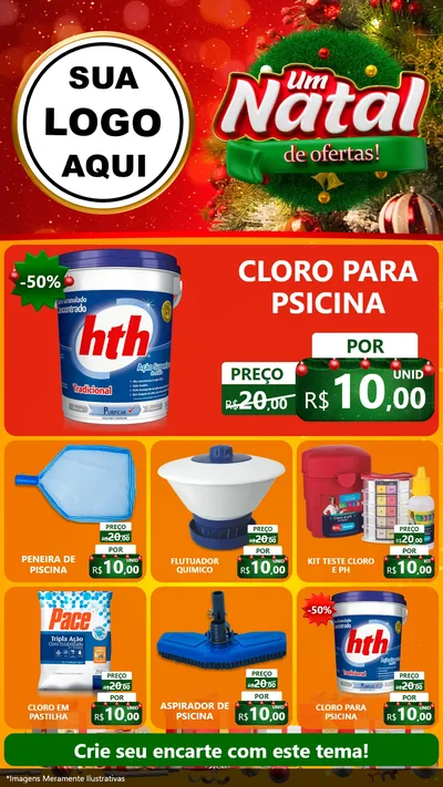 Modelo de Rede Social para Stories com o tema Um Natal de Ofertas para Produtos para Piscina