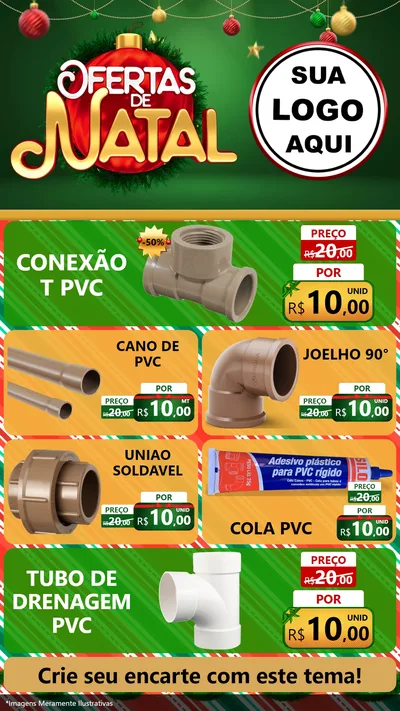 Modelo de TV para TV Vertical com o tema Ofertas de Natal para Tubos e conexões