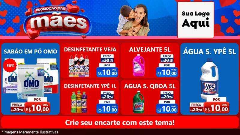 Modelo de TV para TV Horizontal com o tema Promoção das Mães para Produtos de Limpeza