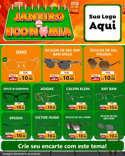 Modelo de Rede Social para Feed Instagram com o tema Janeiro da Economia para Óticas