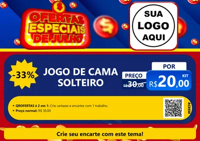 Modelo de Cartaz para Cartaz A4 Horizontal com o tema Ofertas Especiais de Julho para Cama, Mesa e Banho