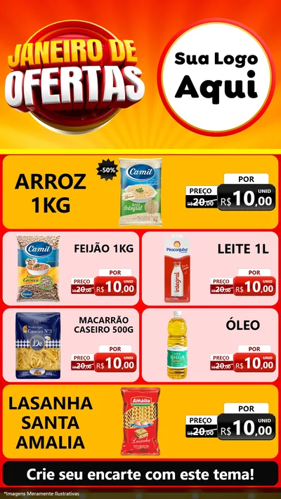 Modelo de TV para TV Vertical com o tema Janeiro de Ofertas para Supermercado