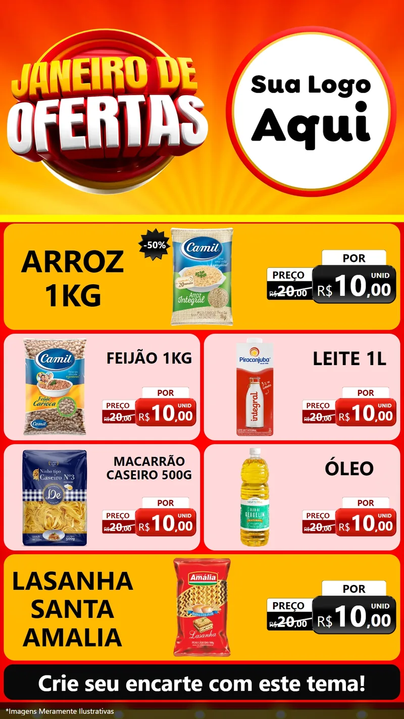 Modelo de TV para TV Vertical com o tema Janeiro de Ofertas para Supermercado