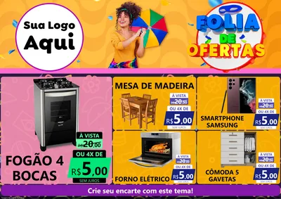Modelo de Encarte para Encarte A4 Horizontal com o tema Folia de Ofertas para Móveis e Eletro
