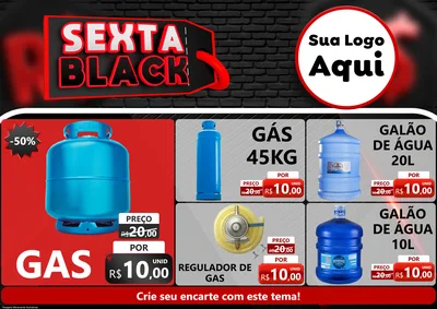 Modelo de Encarte para Encarte A4 Horizontal com o tema Sexta Black para Água e gás
