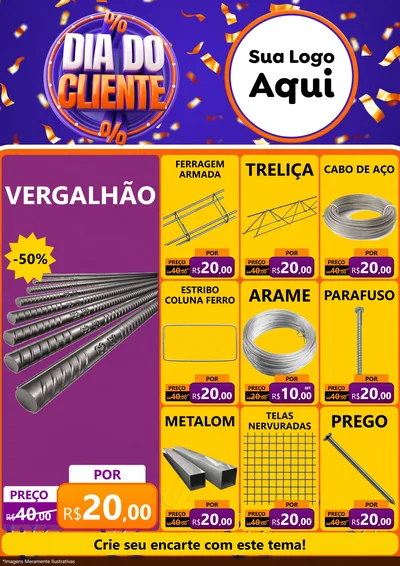 Modelo de Encarte para Encarte A4 Vertical com o tema Dia do Cliente para Ferragens
