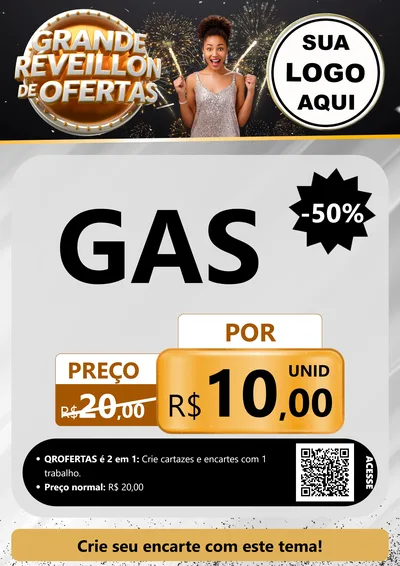 Modelo de Cartaz para Cartaz A4 Vertical com o tema Grande Réveillon de Ofertas para Água e gás